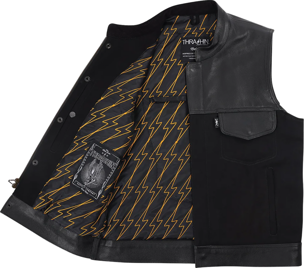 Kanan Leather/Denim Riding Vest - Black - XL