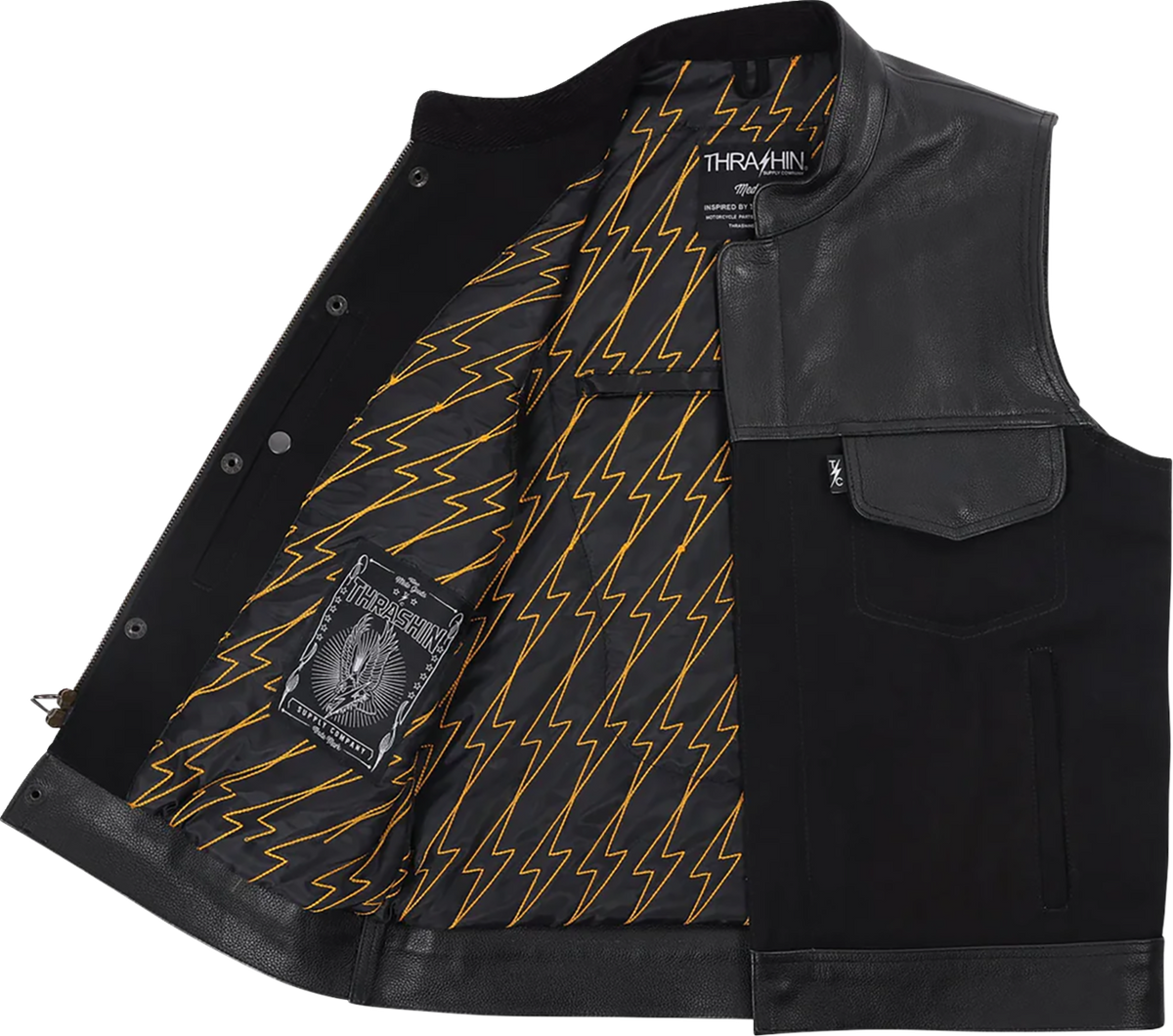 Kanan Leather/Denim Riding Vest - Black - 2XL
