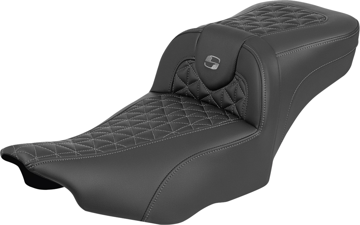 Roadsofa™ Extended Reach Seat - without Backrest - Tri-Gripper Gray Stitch - FLH/FLT '23-'25