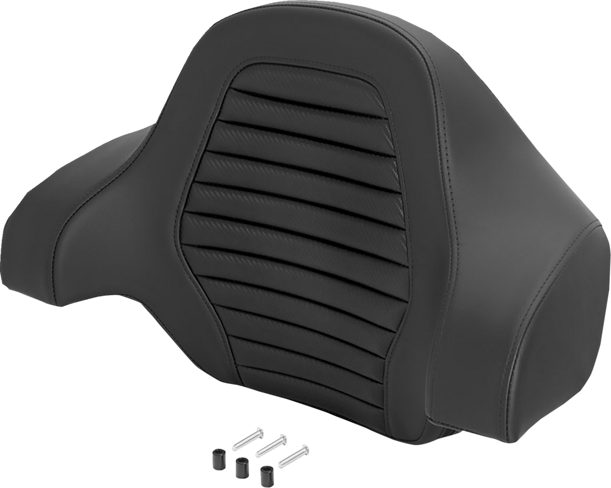 Deluxe Tour Pack Sissy Bar Pad - Carbon Fiber - Black Tuck 'n Roll Stitch