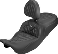 Roadsofa™ Carbon Fiber Seat - Lattice - Gray Stitch - With Backrest - FLH/FLT '08-'25