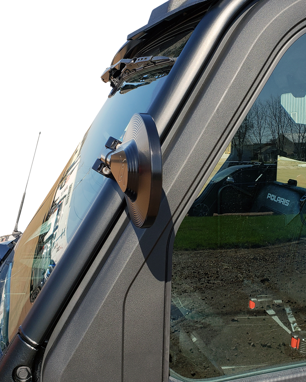Mirror - Side View - Round - Black - Right - Kit