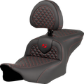Roadsofa™ Seat - Dragon Scale Stitch - Red Stitch - w/ Backrest - FLTR/FLHX '23-'24