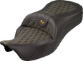 Roadsofa™ King Seat - Without Backrest - Lattice Stitch - Gold Stitch - FLH/FLT '08-'25