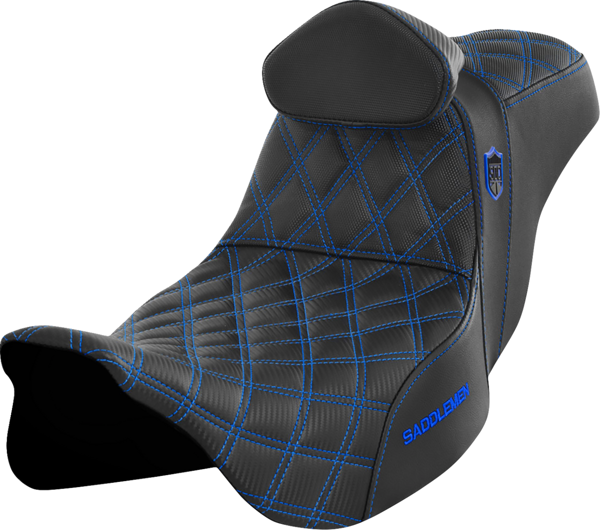 Pro Series SDC Performance Seat - w/ Backrest - Blue Stitch - FLH/FLT '08-'23