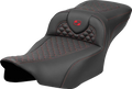Roadsofa™ Extended Reach Seat - Dragon Scale Stitch - Red Stitch - w/o Backrest - FLTR/FLHX '23-'24