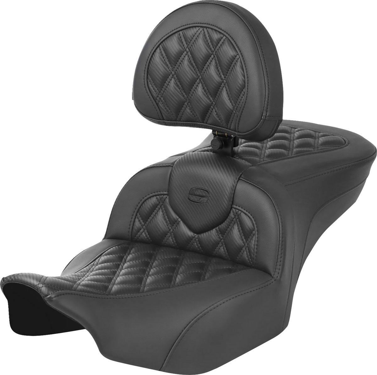 RoadSofa™ Seat - with Backrest - Carbon Fiber - Lattice Stitch - FLTR/FLHX '23-'24