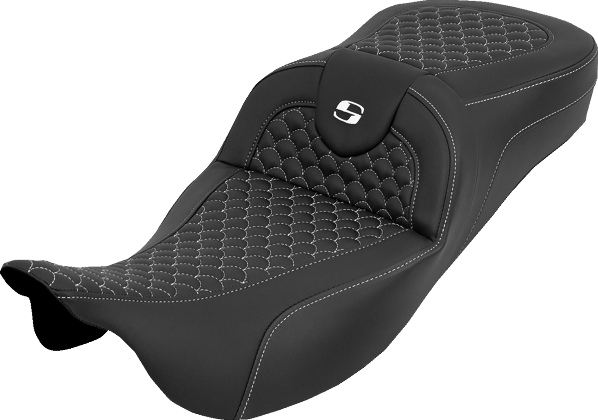 Extended Reach RoadSofa™ Seat - Dragon Scale - w/o Backrest - White Stitch - FLH/FLT '08-'25