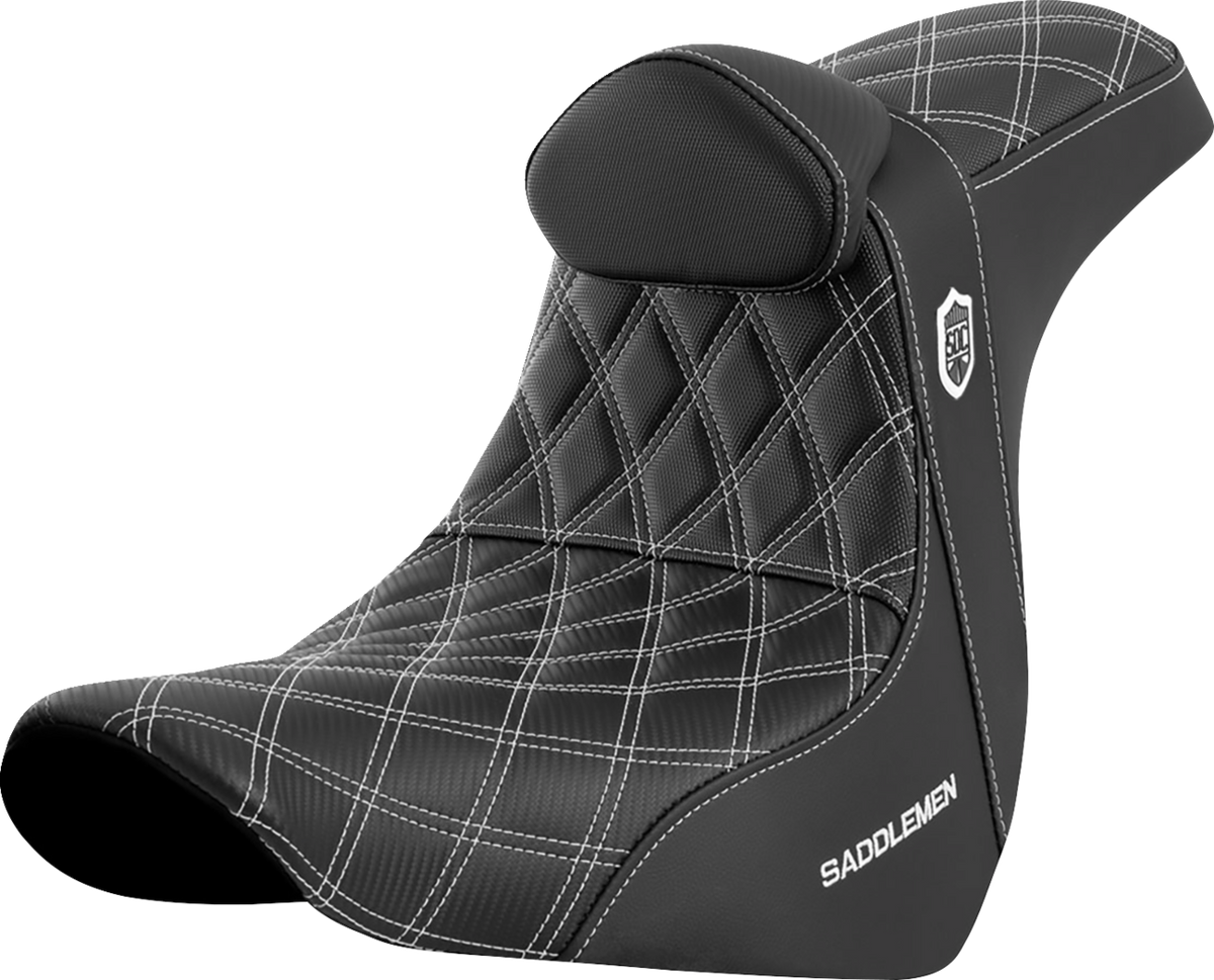 Pro Series SDC Performance Seat - w/ Backrest - White Stitch - FL/FX '18-'23