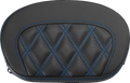 Mini Contour Sissy Bar Pad - Lattice Stitch - Carbon Fiber - Blue Stitch
