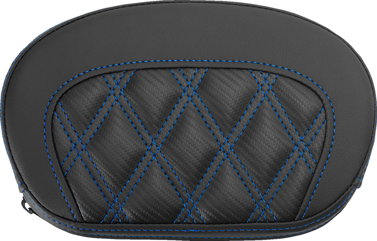 Mini Contour Sissy Bar Pad - Lattice Stitch - Carbon Fiber - Blue Stitch