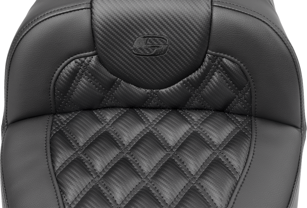 Roadsofa™ Extended Reach Seat - without Backrest - Carbon Fiber - Lattice Stitch - FLTR/FLHX '23-'24