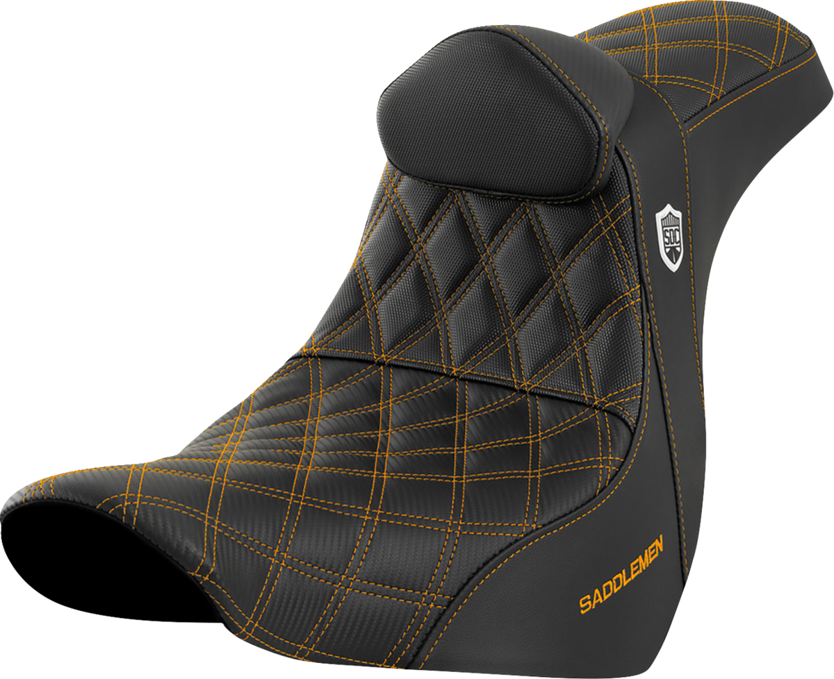 Pro Series SDC Performance Seat - w/ Backrest - Gold Stitch - FL/FX '18-'23