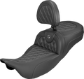 Extended Reach Roadsofa™ Carbon Fiber Seat - Lattice - Gray Stitch - With Backrest - FL '08-'25