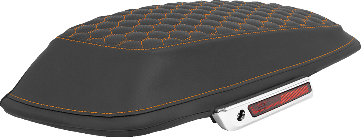 Saddlebag Lid Covers - Honeycomb - Orange Stitch - FLT/FLH '14-'25