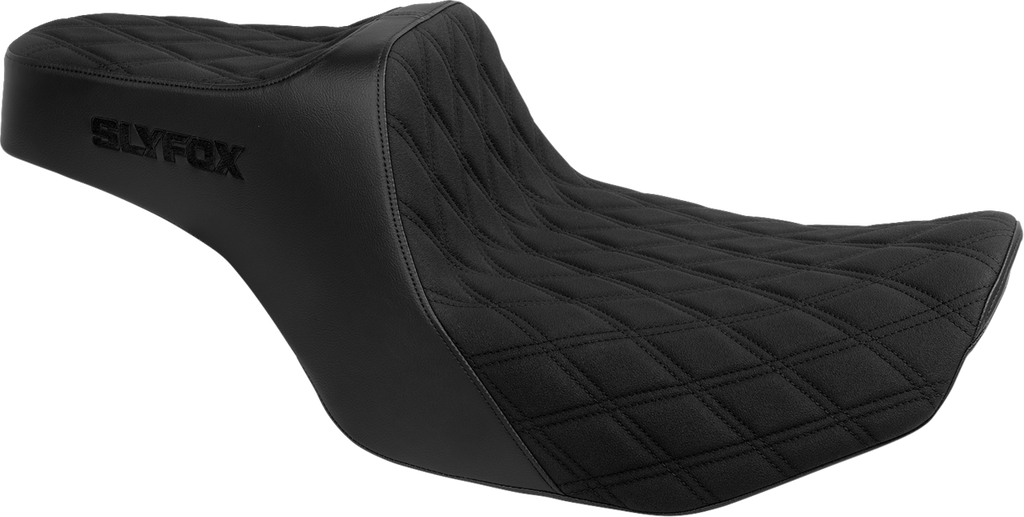 High Noon Seat - Double Diamond - Black Logo - Black Stitch - FLH/FLT '23-'25