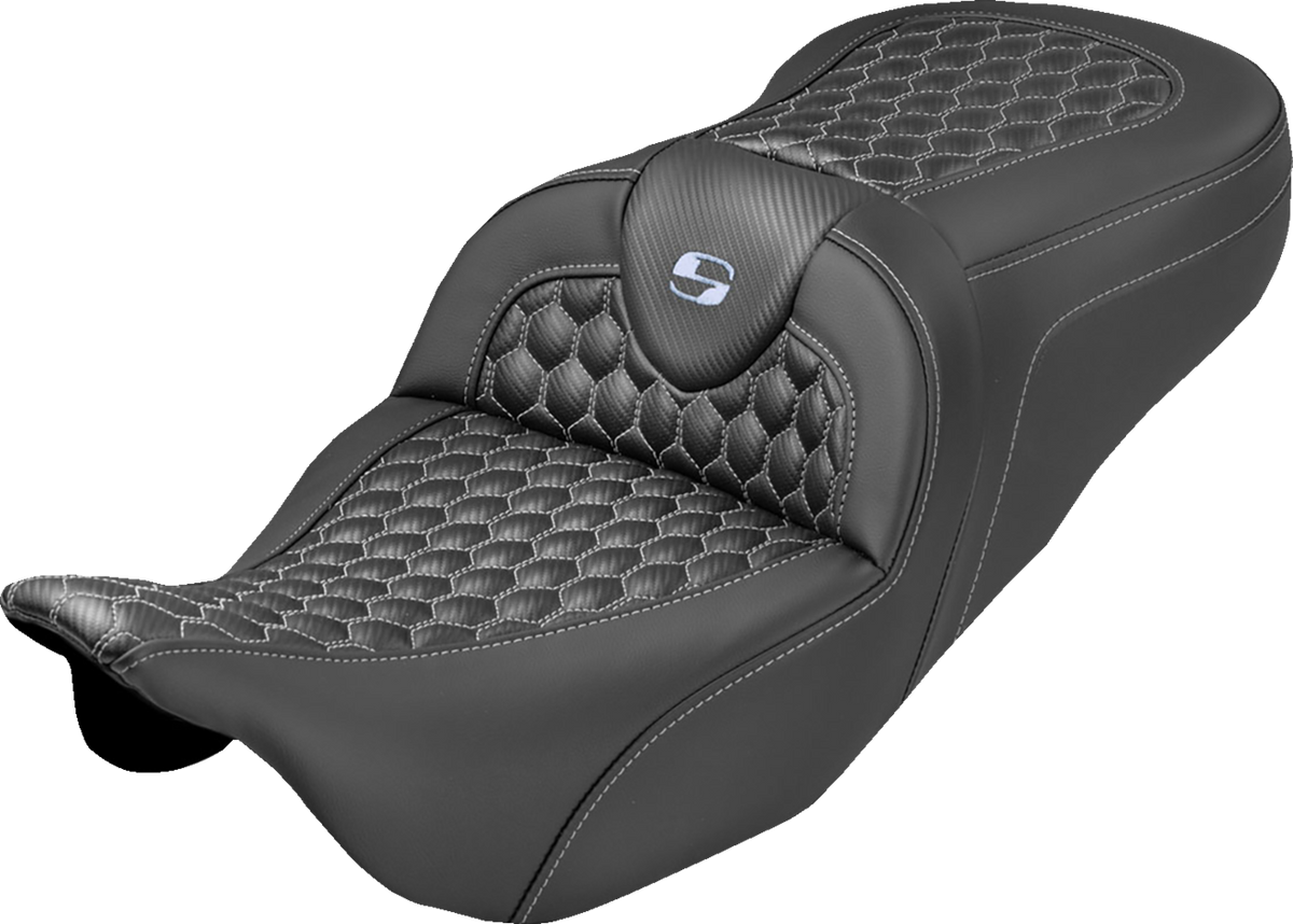 Extended Reach RoadSofa™ Seat - Honeycomb - Silver Stitch - without Backrest - FLH/FLT '08-'25
