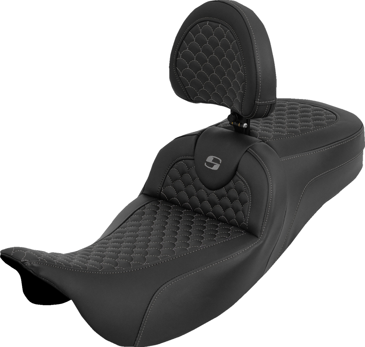 Extended Reach Roadsofa™ Seat - Dragon Scale - Gray Stitch - with Backrest - Touring '08-'25