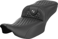 Roadsofa™ Extended Reach Seat - without Backrest - Honeycomb - Silver Stitch - FLTR/FLHX '23-'24
