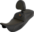 Extended Reach Roadsofa™ Seat - Dragon Scale - Orange Stitch - with Backrest - Touring '08-'25