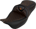 RoadSofa™ Seat - Honeycomb - Orange Stitch - without Backrest - FLH/FLT '08-'23