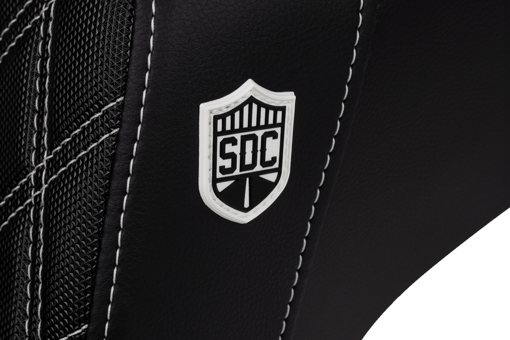 Pro Series SDC Performance Seat - Carbon Fiber/Lumbar Gripper - White Stitch - Dyna '06-'17