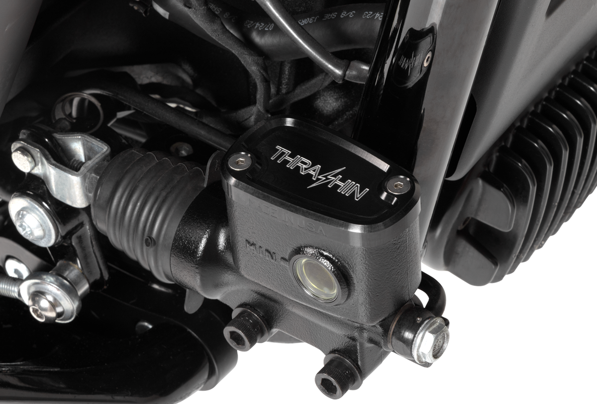 Brake Reservoir Cap - Rear - Black - Twice Cut - '18+ Softail