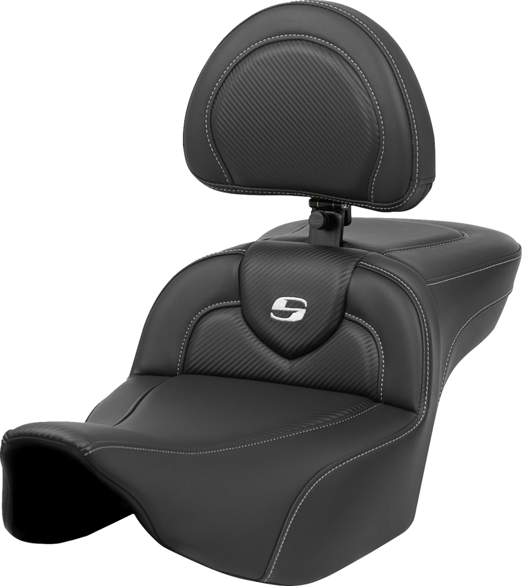 Roadsofa™ Extended Reach Seat - Carbon Fiber - Silver Stitch/Silver Logo - w/ Backrest - FL '23-'24