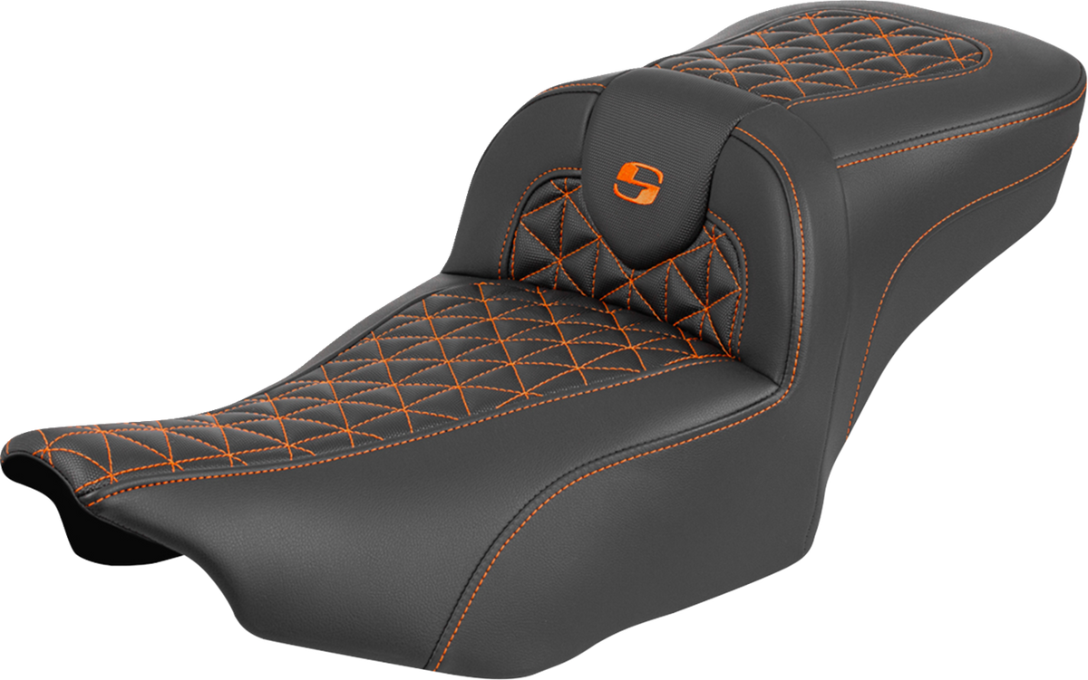 Roadsofa™ Extended Reach Seat - without Backrest - Tri-Gripper Orange Stitch - FLH/FLT '23-'25