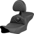 Roadsofa™ Seat - Dragon Scale Stitch - Gray Stitch - w/ Backrest - FLTR/FLHX '23-'24