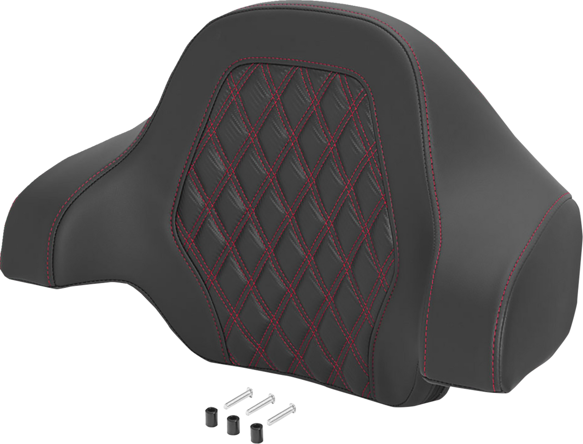 Deluxe Tour Pack Sissy Bar Pad - Carbon Fiber - Red Lattice Stitch