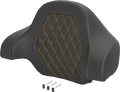 Deluxe Tour Pack Sissy Bar Pad - Carbon Fiber - Gold Lattice Stitch
