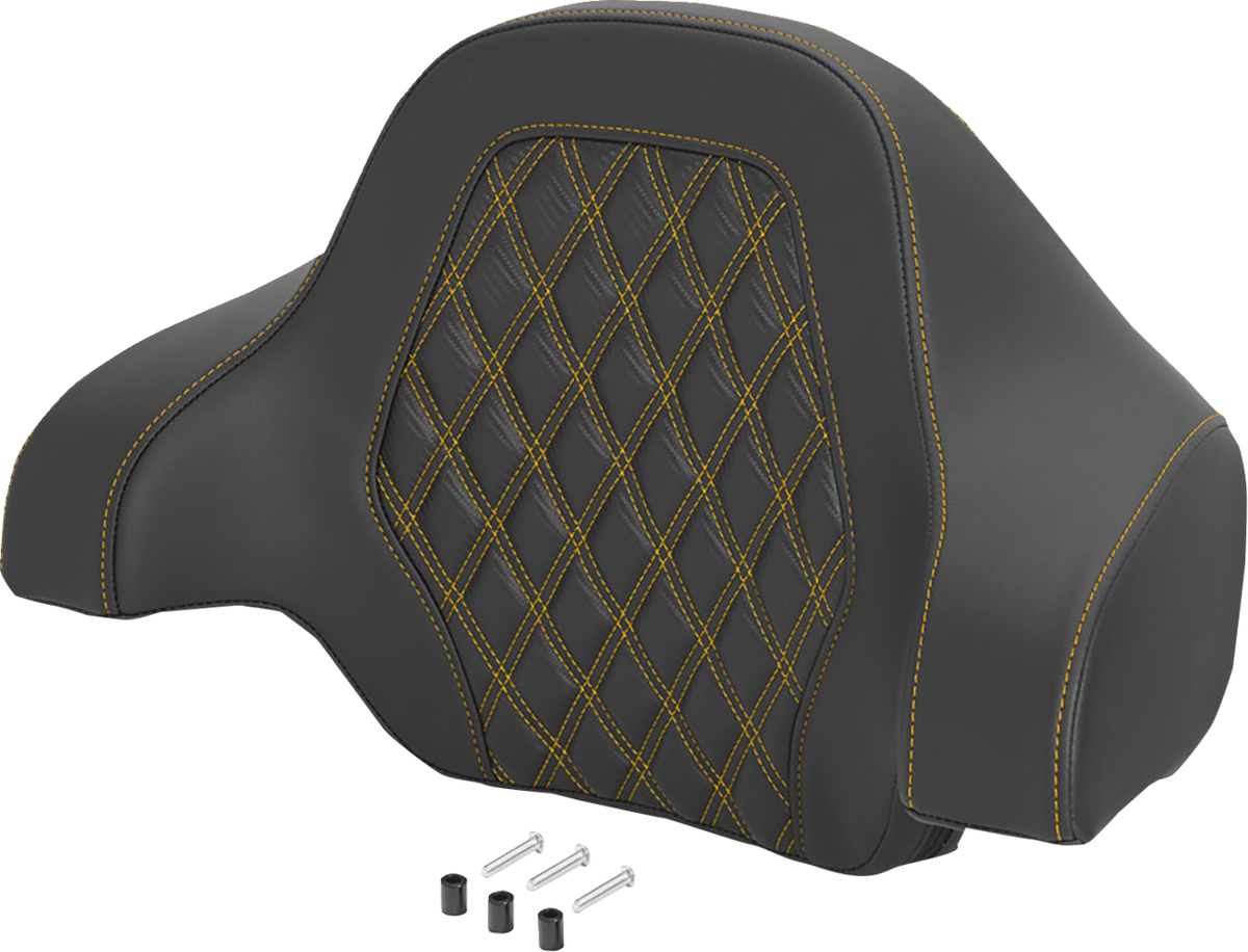 Deluxe Tour Pack Sissy Bar Pad - Carbon Fiber - Gold Lattice Stitch