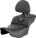 Roadsofa™ Extended Reach Seat - with Backrest - Lattice Stitch - Silver Stitch - FLTR/FLHX '23-'24
