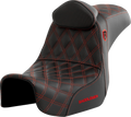 Pro Series SDC Performance Seat - w/ Backrest - Red Stitch - Dyna '06-'17