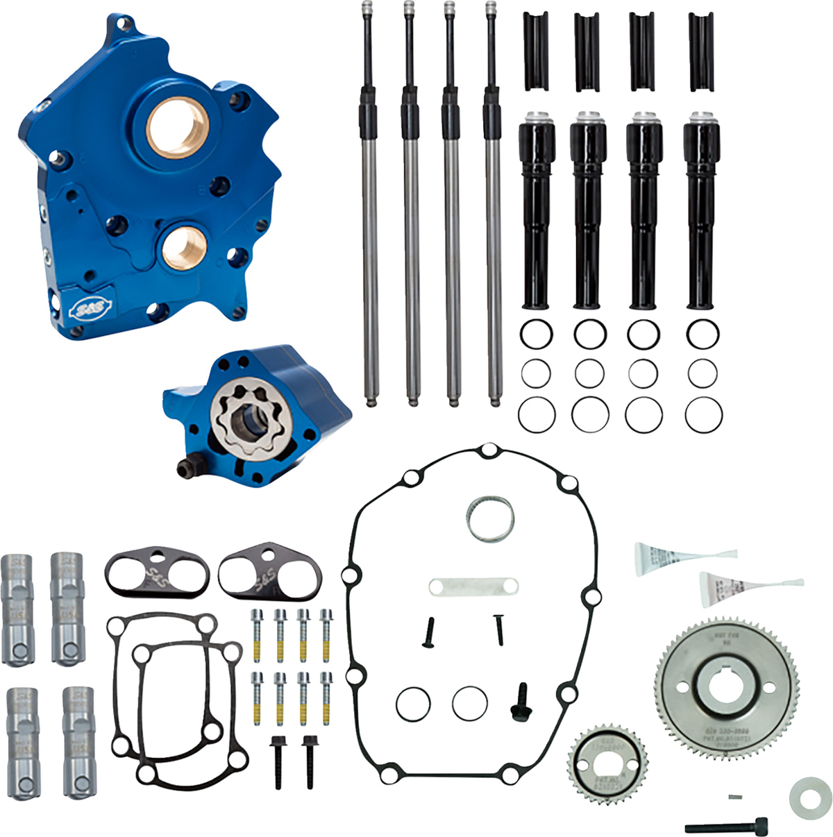 Cam Chest - Oil Cooled - Gear Drive - Black Pushrod Tubes - M8