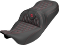 Roadsofa™ Carbon Fiber Seat - Lattice - Red Stitch - Without Backrest - FLH/FLT '08-'25