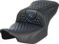 Roadsofa™ Seat - without Backrest - Honeycomb - Blue Stitch - FLTR/FLHX '23-'24