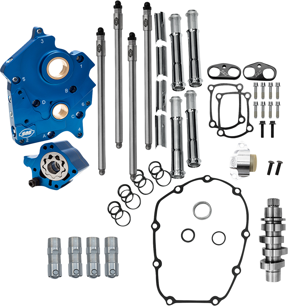 Cam Chest Kit - Oil Cooled - Chain Drive - 496 Cam - Chrome Pushrod Tubes - M8
