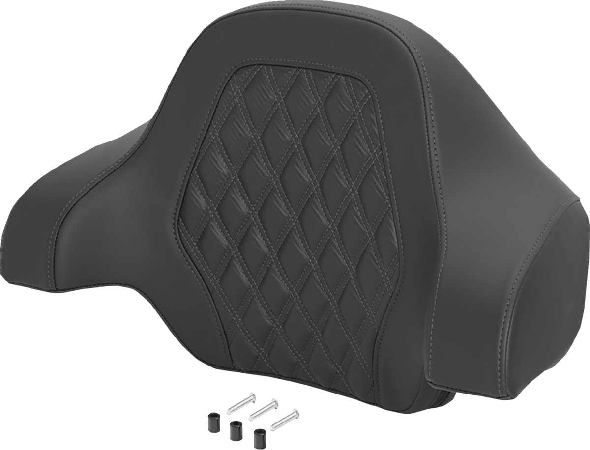 Deluxe Tour Pack Sissy Bar Pad - Carbon Fiber - Gray Lattice Stitch
