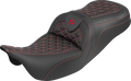 RoadSofa™ Tri Gripper Seat - Standard Reach - Red Stitch - w/o Backrest - FLH/FLT '08-'25
