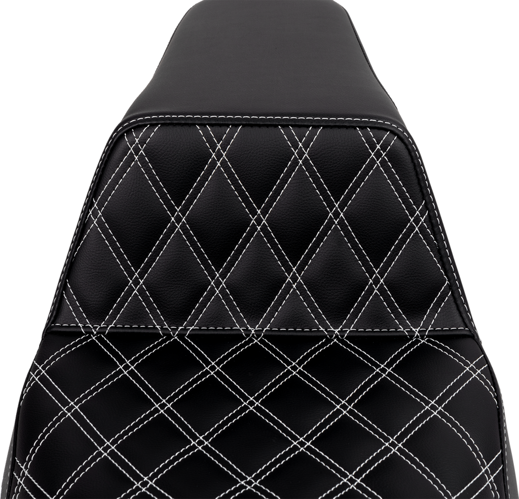 Step-Up Seat - Front Lattice Stitch - White Stitch - FLH/FLT '08-'23