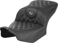 RoadSofa™ Seat - without Backrest - Carbon Fiber - Lattice Stitch - Gray Stitch - FLTR/FLHX '23-'24