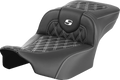 Roadsofa™ Extended Reach Seat - without Backrest - Lattice Stitch - White Stitch - FLTR/FLHX '23-'24