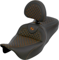 Roadsofa™ Seat - Dragon Scale - Orange Stitch - with Backrest - Touring '08-'25