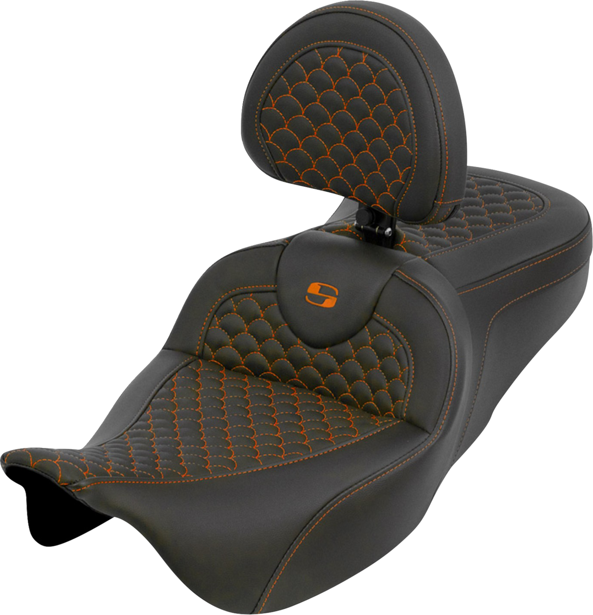 Roadsofa™ Seat - Dragon Scale - Orange Stitch - with Backrest - Touring '08-'25