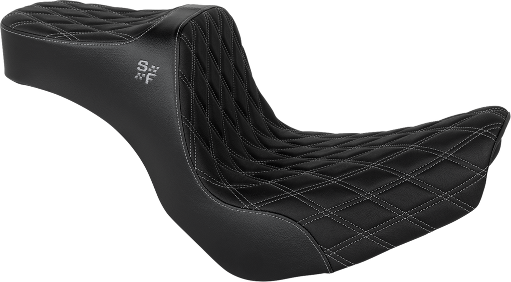 Chariot Seat - Black Double Diamond Stitch - Silver Logo - FLSB '18-'21/FXLR '18-'26