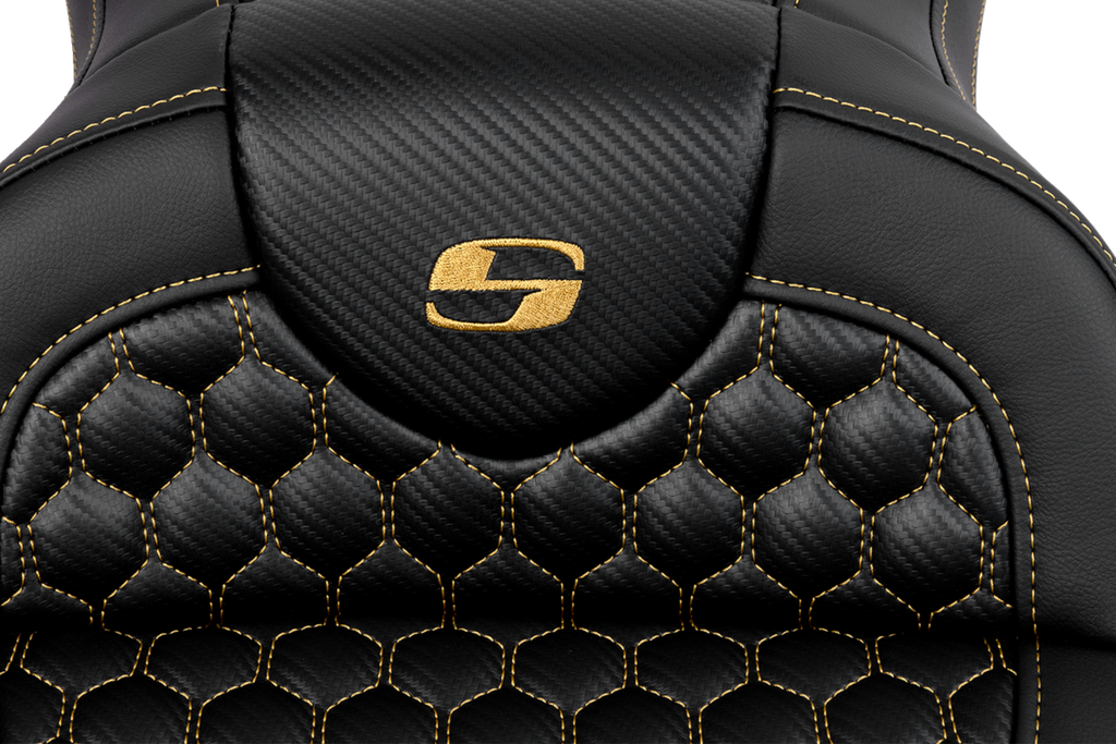 RoadSofa™ Seat - Honeycomb - Gold Stitch - without Backrest - FLH/FLT '08-'23
