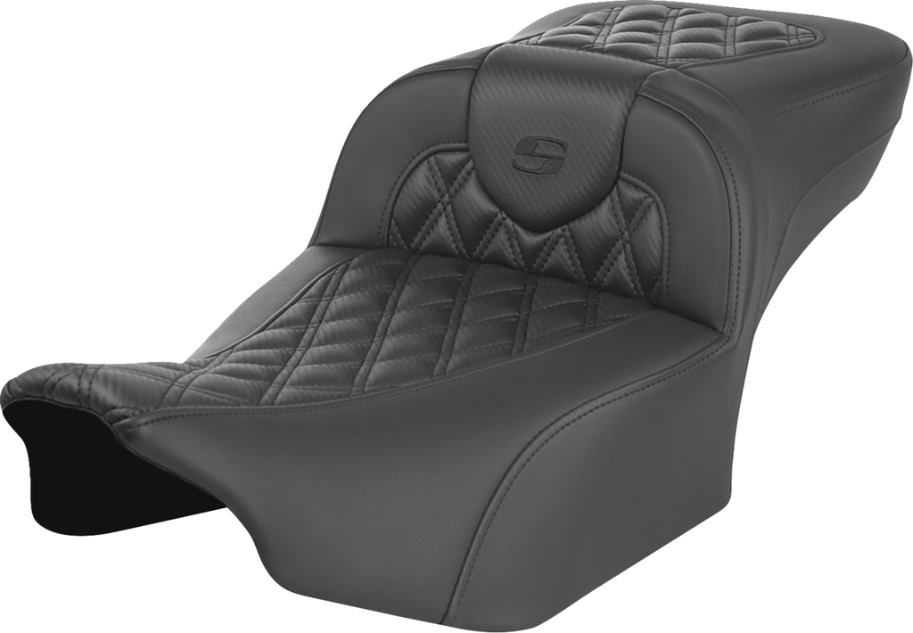 Roadsofa™ Extended Reach Seat - without Backrest - Carbon Fiber - Lattice Stitch - FLTR/FLHX '23-'24