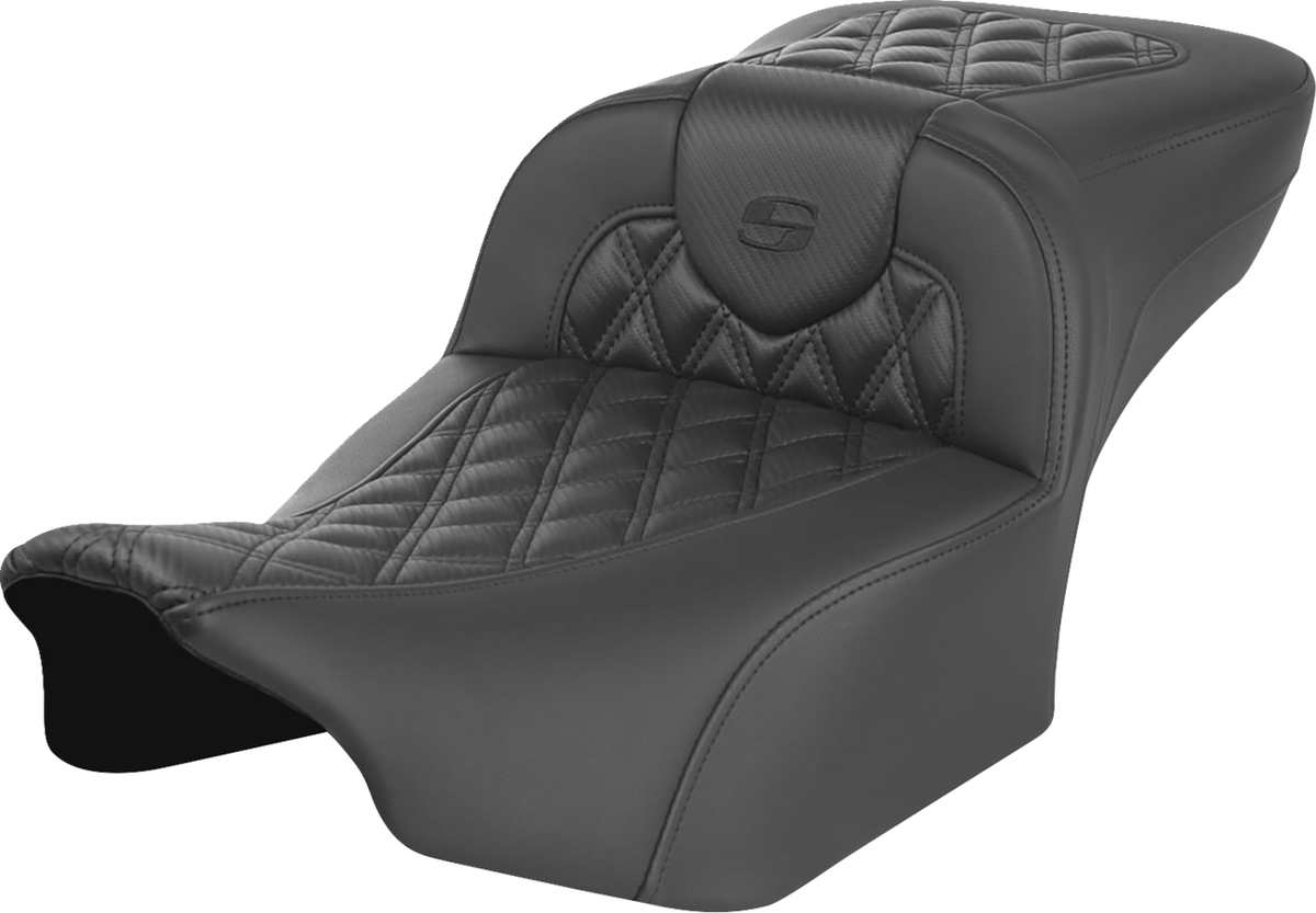 Roadsofa™ Extended Reach Seat - without Backrest - Carbon Fiber - Lattice Stitch - FLTR/FLHX '23-'24